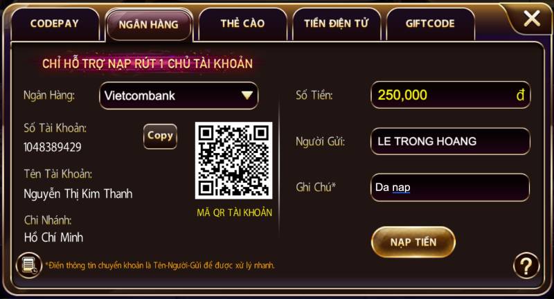 Hướng Dẫn Nạp Tiền Sunwin An Toàn Và Nhanh Chóng 3 Nạp tiền qua ngân hàng